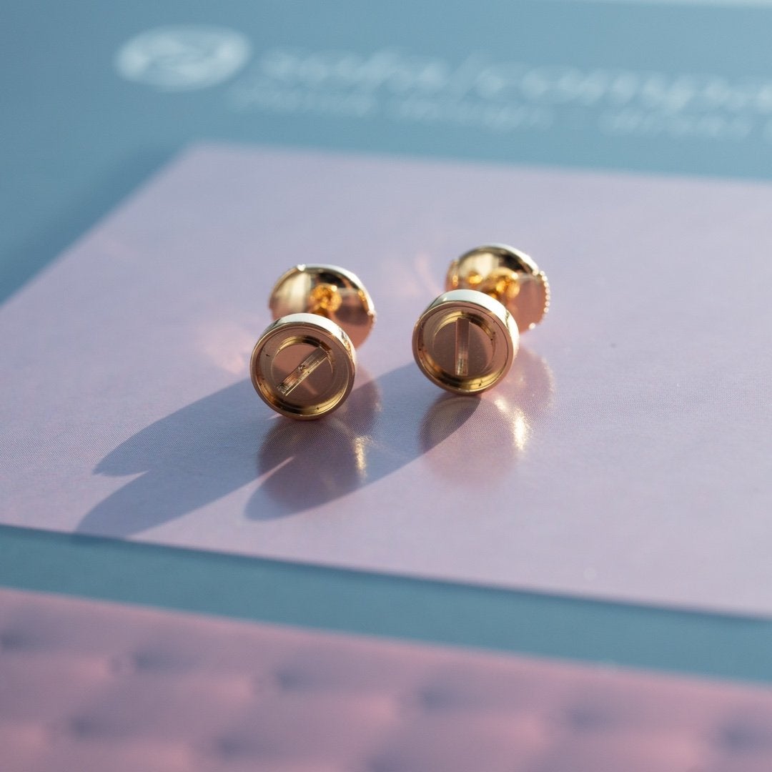 [Clover Jewelrys]LOVE EARRINGS PINK GOLD 10MM