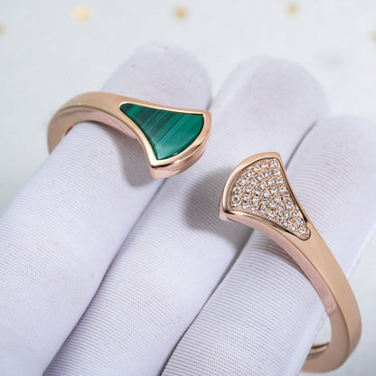 [Clover Jewelrys]DREAM BRACELET OPEN MALACHITE PINK GOLD