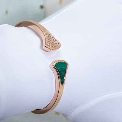 [Clover Jewelrys]DREAM BRACELET OPEN MALACHITE PINK GOLD