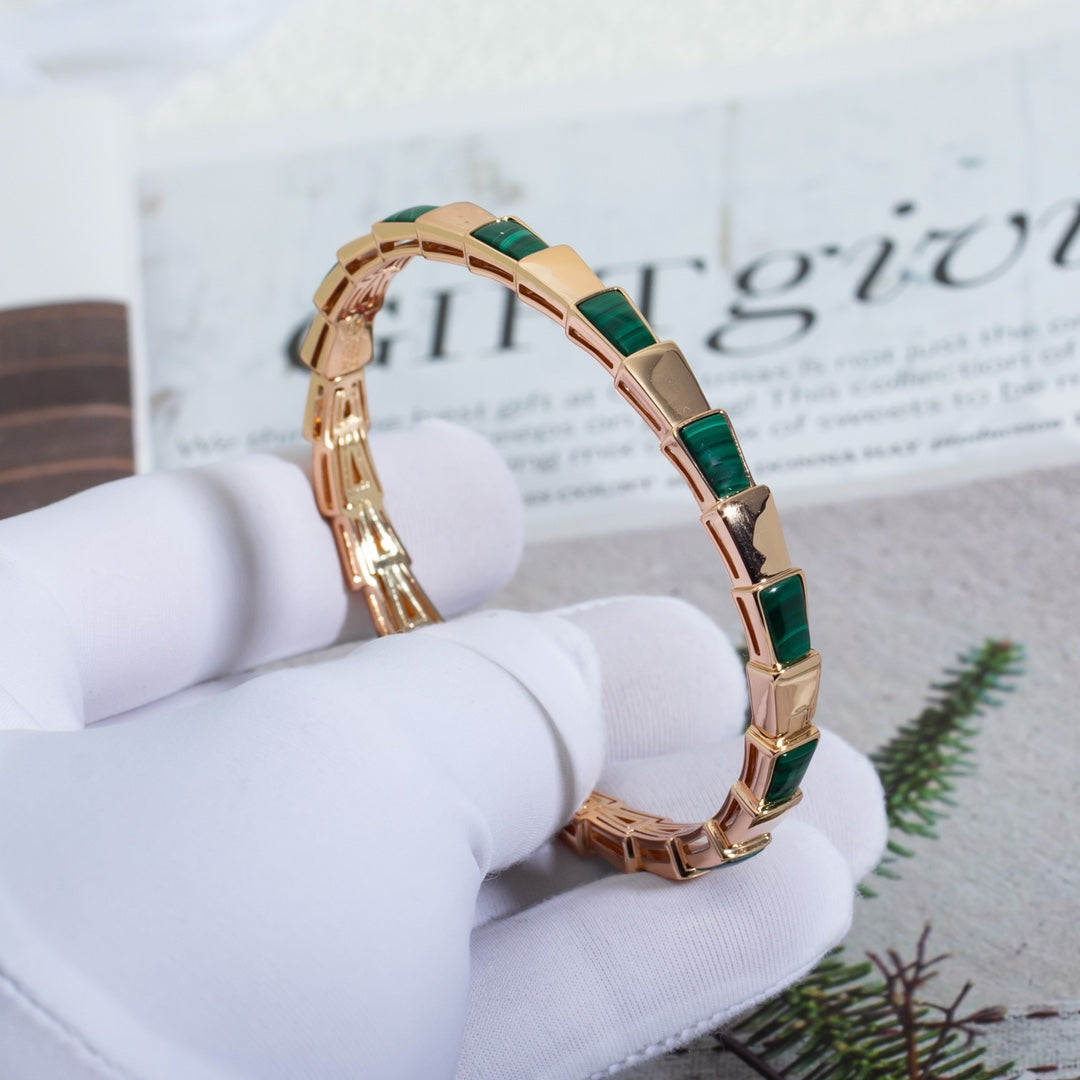 [Clover Jewelrys]SERPENTI BRACELET PINK GOLD MALACHITE