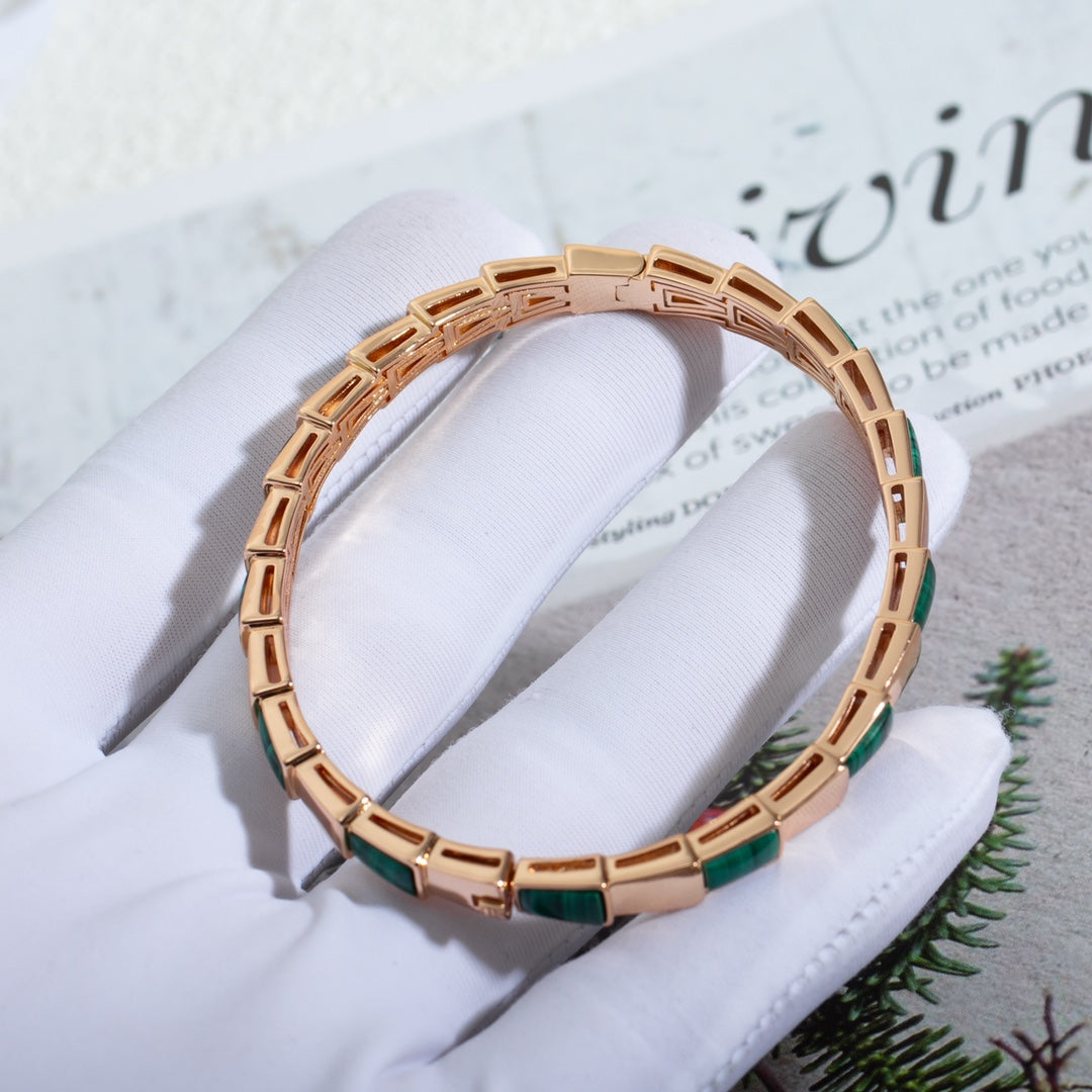 [Clover Jewelrys]SERPENTI BRACELET PINK GOLD MALACHITE