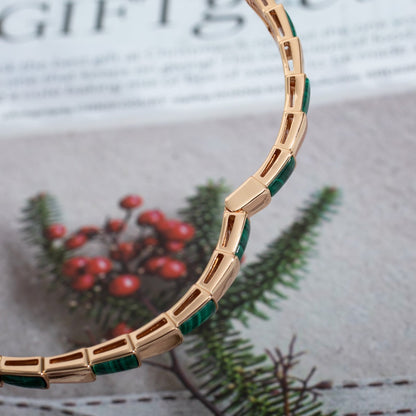 [Clover Jewelrys]SERPENTI BRACELET PINK GOLD MALACHITE