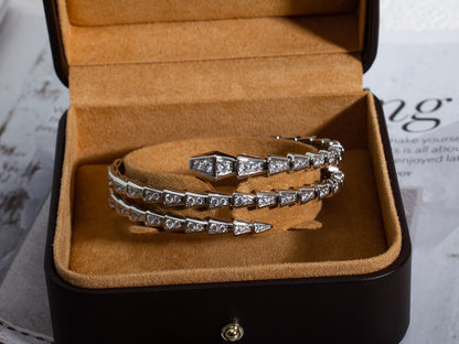 [Clover Jewelrys]SERPENTI BRACELET SILVER DIAMOND DOUBLE ROW