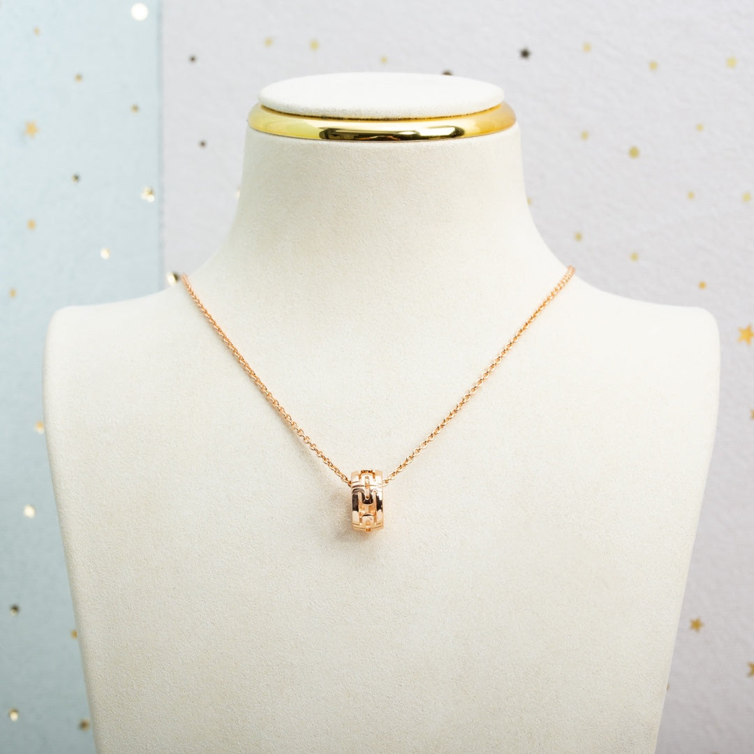 [Clover Jewelrys]PARENTESI NECKLACE PINK GOLD