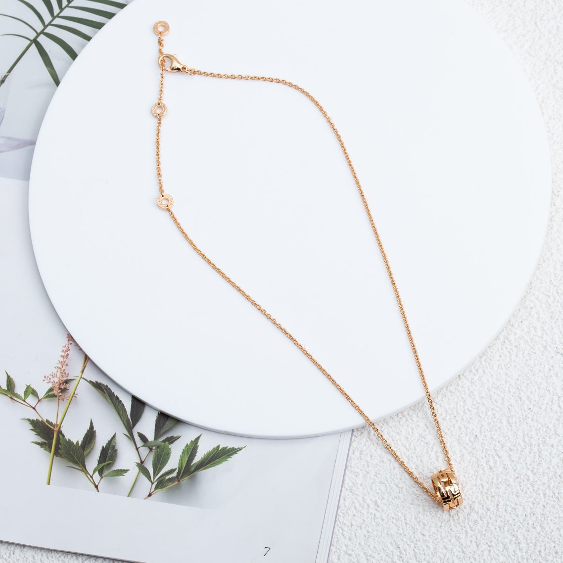 [Clover Jewelrys]PARENTESI NECKLACE PINK GOLD