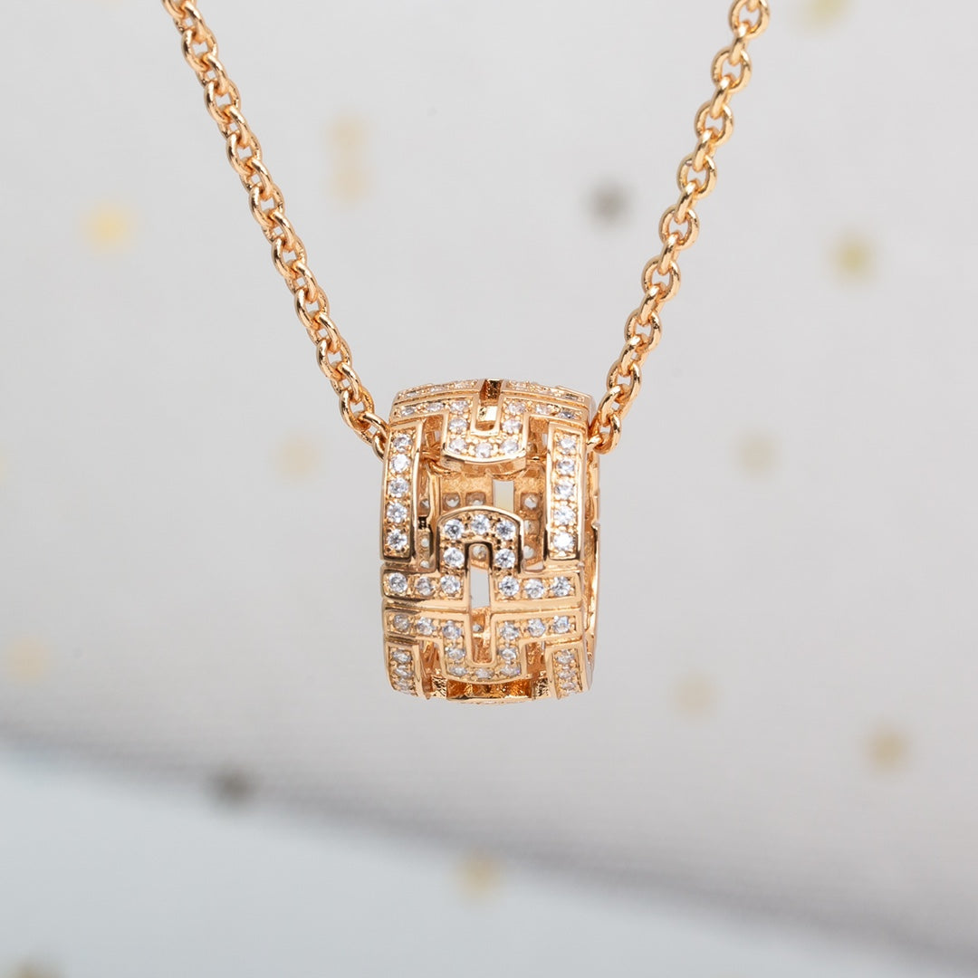 [Clover Jewelrys]PARENTESI NECKLACE PINK GOLD DIAMOND