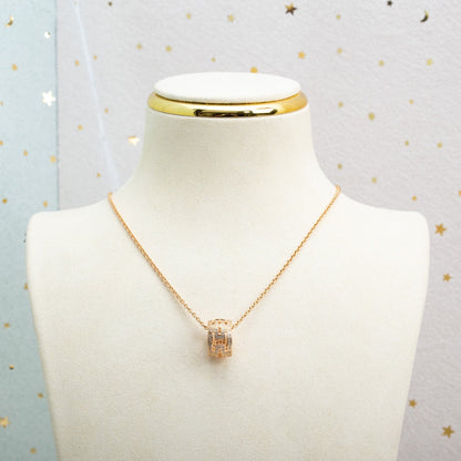 [Clover Jewelrys]PARENTESI NECKLACE PINK GOLD DIAMOND