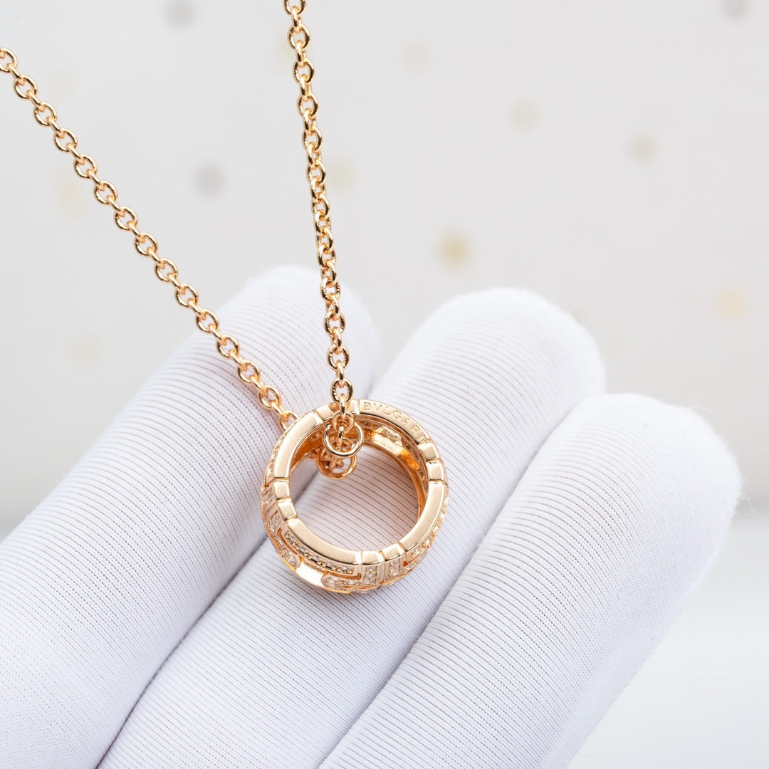 [Clover Jewelrys]PARENTESI NECKLACE PINK GOLD DIAMOND