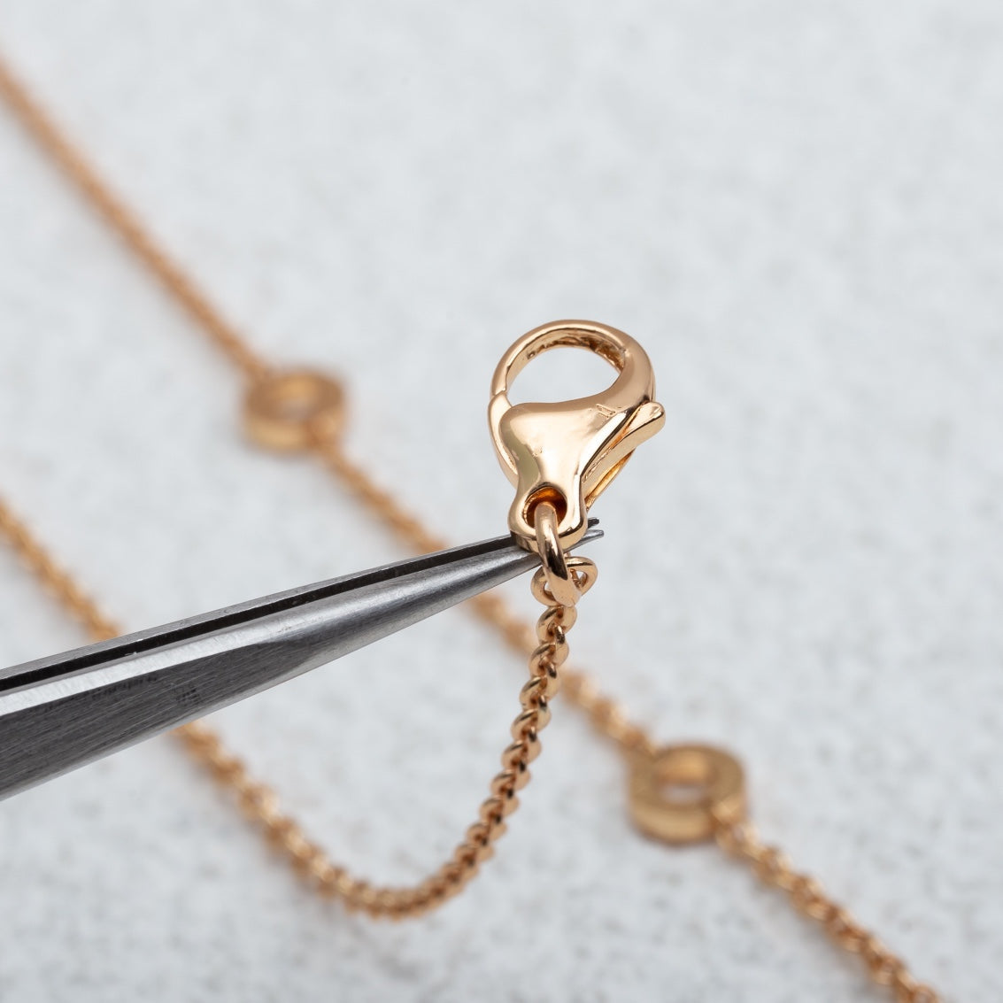 [Clover Jewelrys]PARENTESI NECKLACE PINK GOLD DIAMOND