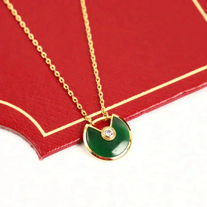 [Clover Jewelrys]AMULETTE GOLD MALACHITE NECKLACE