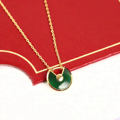 [Clover Jewelrys]AMULETTE GOLD MALACHITE NECKLACE