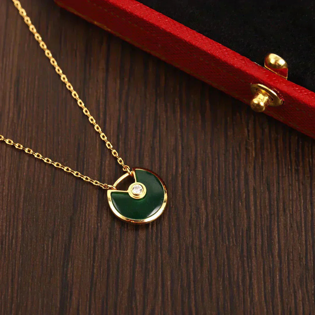 [Clover Jewelrys]AMULETTE GOLD MALACHITE NECKLACE