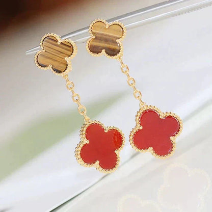 [Clover Jewelrys]CLOVER  2 MOTIF  TIGER EYE CARNELIAN EARRINGS