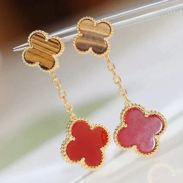 [Clover Jewelrys]CLOVER  2 MOTIF  TIGER EYE CARNELIAN EARRINGS