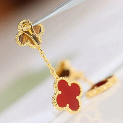 [Clover Jewelrys]CLOVER  2 MOTIF  TIGER EYE CARNELIAN EARRINGS