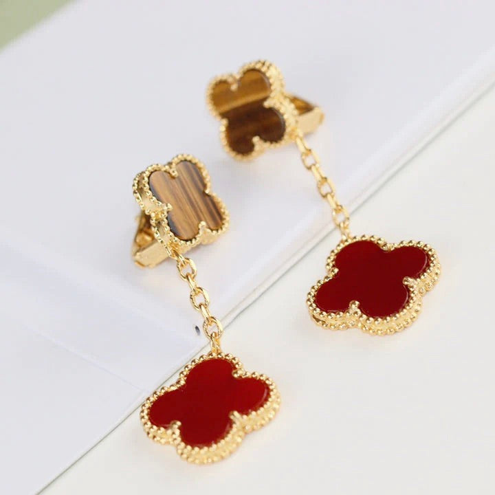 [Clover Jewelrys]CLOVER  2 MOTIF  TIGER EYE CARNELIAN EARRINGS