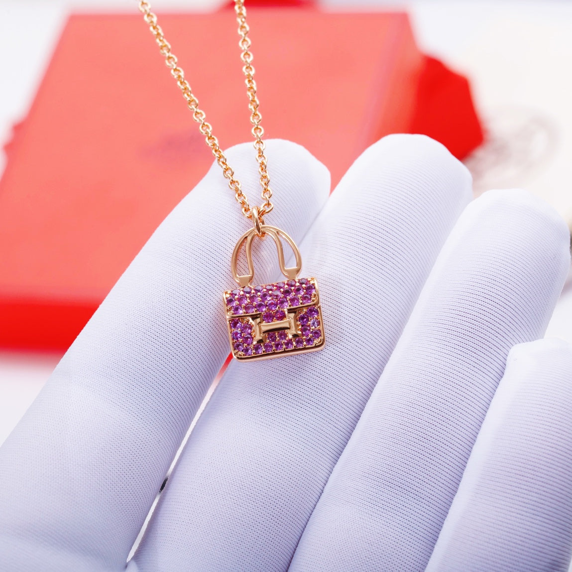 [Clover Jewelrys]CONSTANCE PEDANT PURPLE DIAMOND NECKLACE