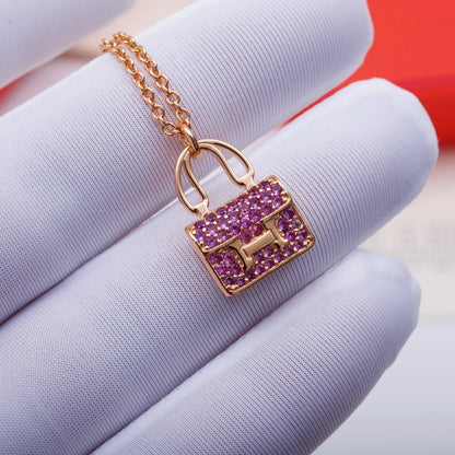 [Clover Jewelrys]CONSTANCE PEDANT PURPLE DIAMOND NECKLACE