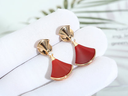 [Clover Jewelrys]DREAM Carnelian PINK GOLD EARRINGS