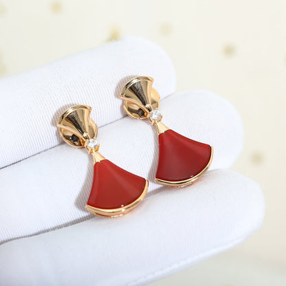 [Clover Jewelrys]DREAM Carnelian PINK GOLD EARRINGS