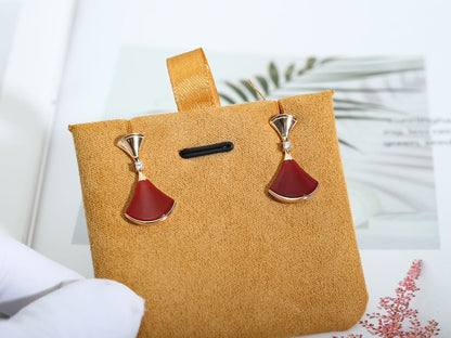 [Clover Jewelrys]DREAM Carnelian PINK GOLD EARRINGS