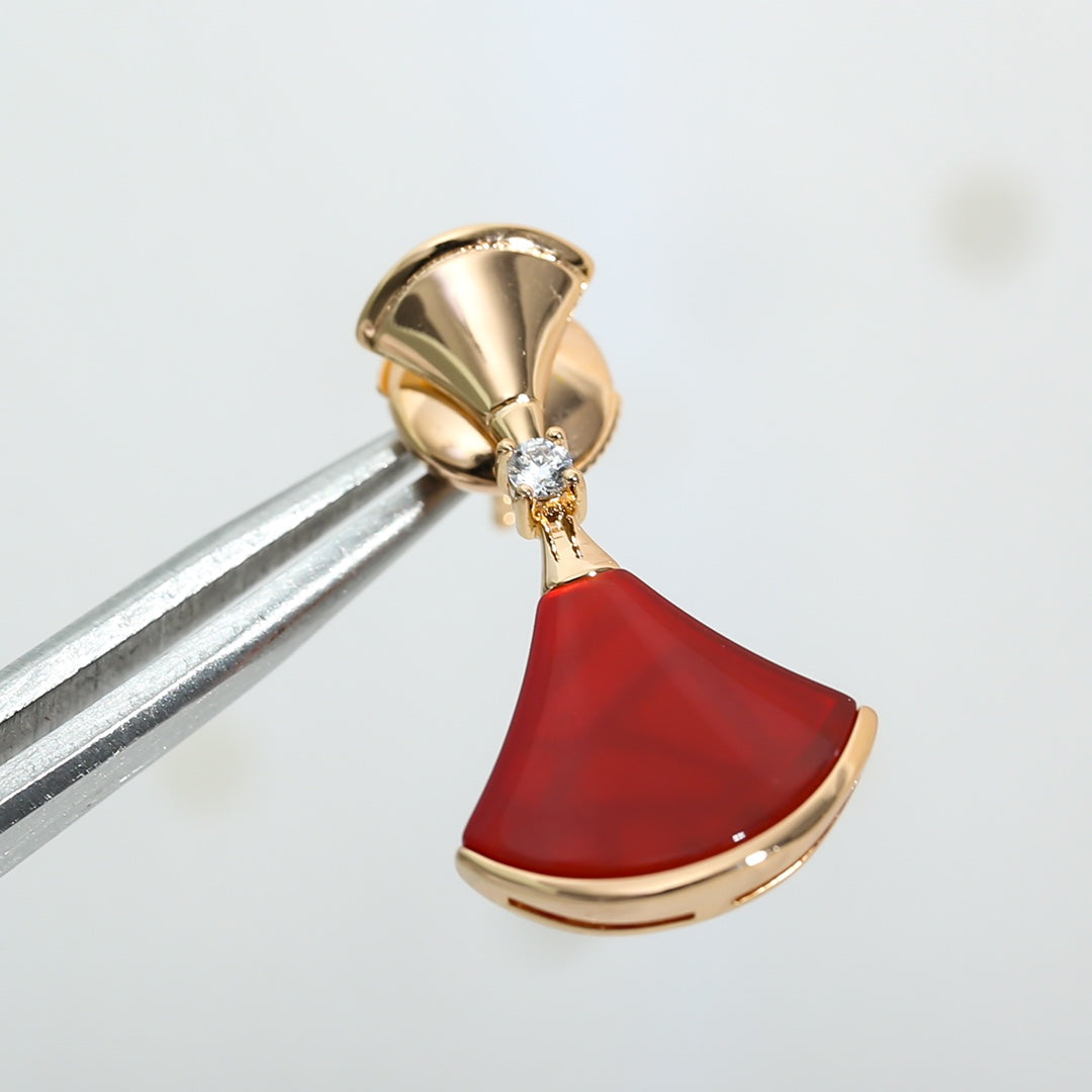 [Clover Jewelrys]DREAM Carnelian PINK GOLD EARRINGS