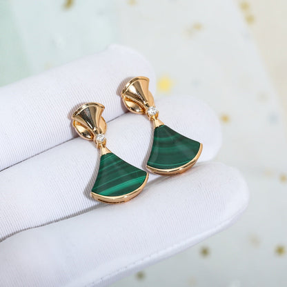 [Clover Jewelrys]DREAM MALACHITE PINK GOLD EARRINGS