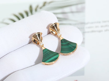 [Clover Jewelrys]DREAM MALACHITE PINK GOLD EARRINGS