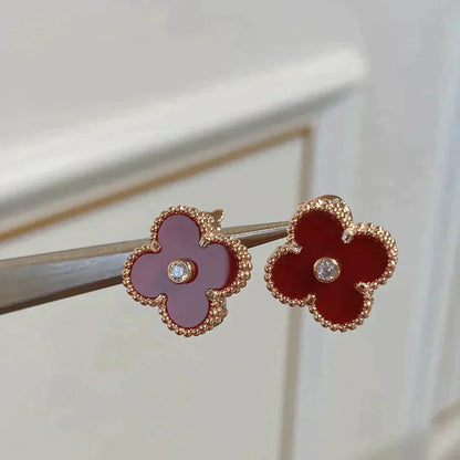 [Clover Jewelrys]CLOVER MEDIUM 1 MOTIFS CARNELIAN  DIAMOND earrings