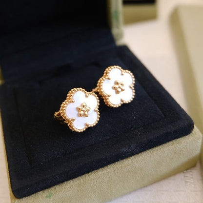 [Clover Jewelrys]LUCKY PINK GOLD WHITE MOP EARRINGS