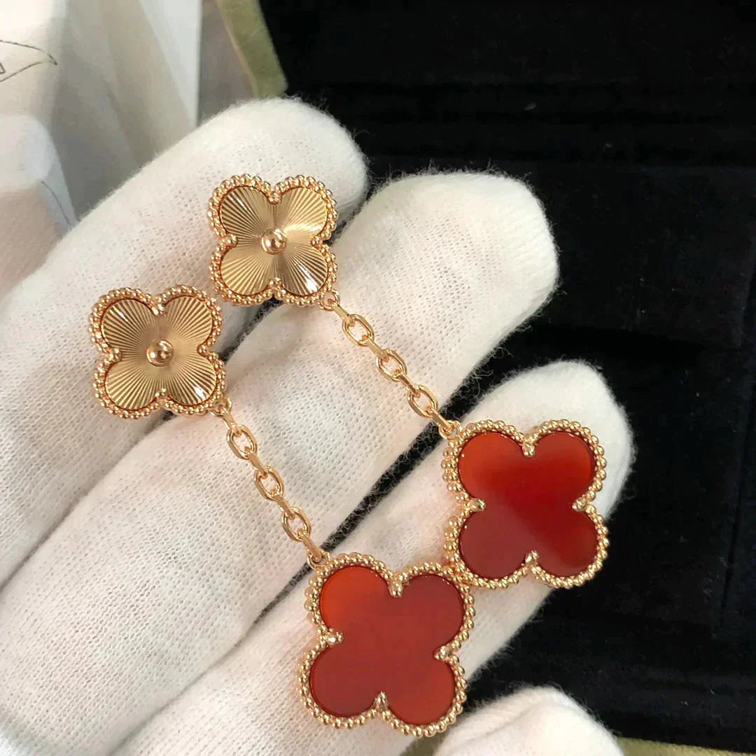 [Clover Jewelrys]CLOVER 2 MOTIF  LASER CARNELIAN EARRINGS