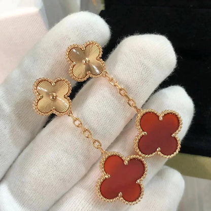 [Clover Jewelrys]CLOVER 2 MOTIF  LASER CARNELIAN EARRINGS