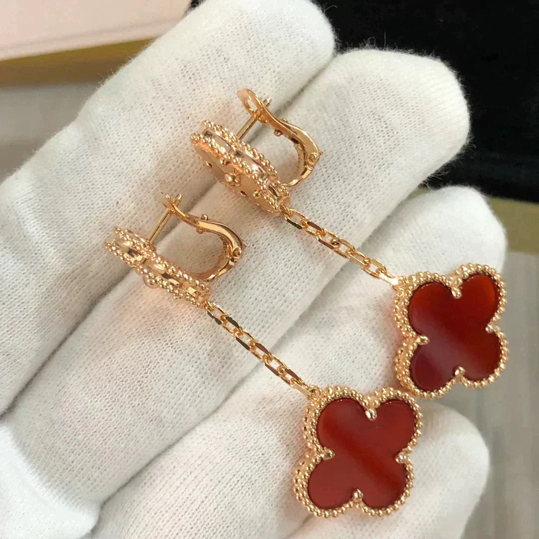 [Clover Jewelrys]CLOVER 2 MOTIF  LASER CARNELIAN EARRINGS