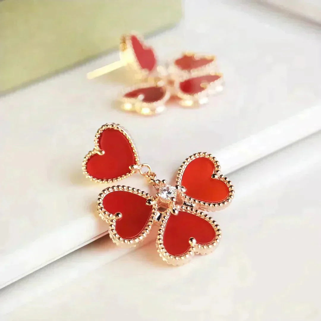 [Clover Jewelrys]SWEET CLOVER CARNELIAN EARRINGS