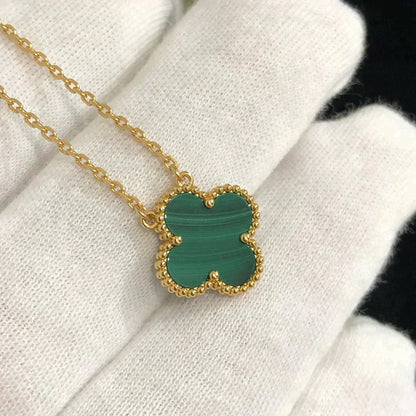 [Clover Jewelrys]CLOVER 15MM MALACHITE SINGLE FLOWER  NECKLACE