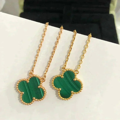 [Clover Jewelrys]CLOVER 15MM MALACHITE SINGLE FLOWER  NECKLACE