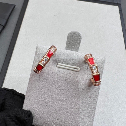 [Clover Jewelrys]SERPENTI CARNELIAN PINK GOLD EARRINGS