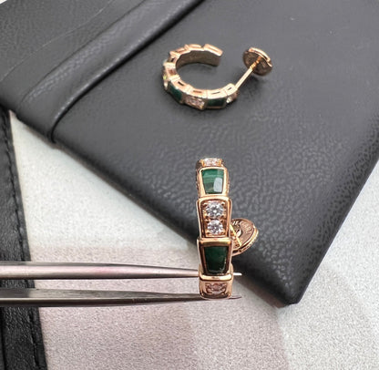 [Clover Jewelrys]SERPENTI MALACHITE PINK GOLD EARRINGS