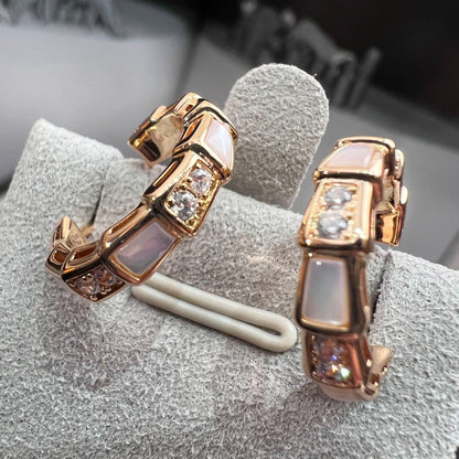 [Clover Jewelrys]SERPENTI MOP PINK GOLD EARRINGS