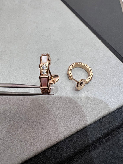 [Clover Jewelrys]SERPENTI MOP PINK GOLD EARRINGS