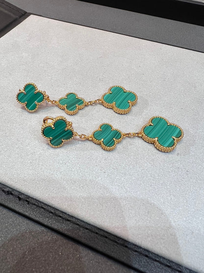 [Clover Jewelrys]CLOVER MALACHITE 3 MOTIFS GOLD