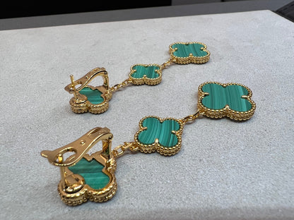 [Clover Jewelrys]CLOVER MALACHITE 3 MOTIFS GOLD