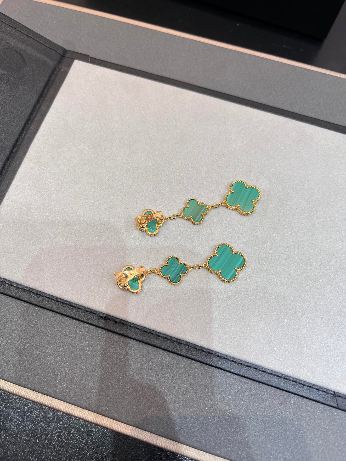 [Clover Jewelrys]CLOVER MALACHITE 3 MOTIFS GOLD