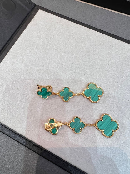 [Clover Jewelrys]CLOVER MALACHITE 3 MOTIFS GOLD