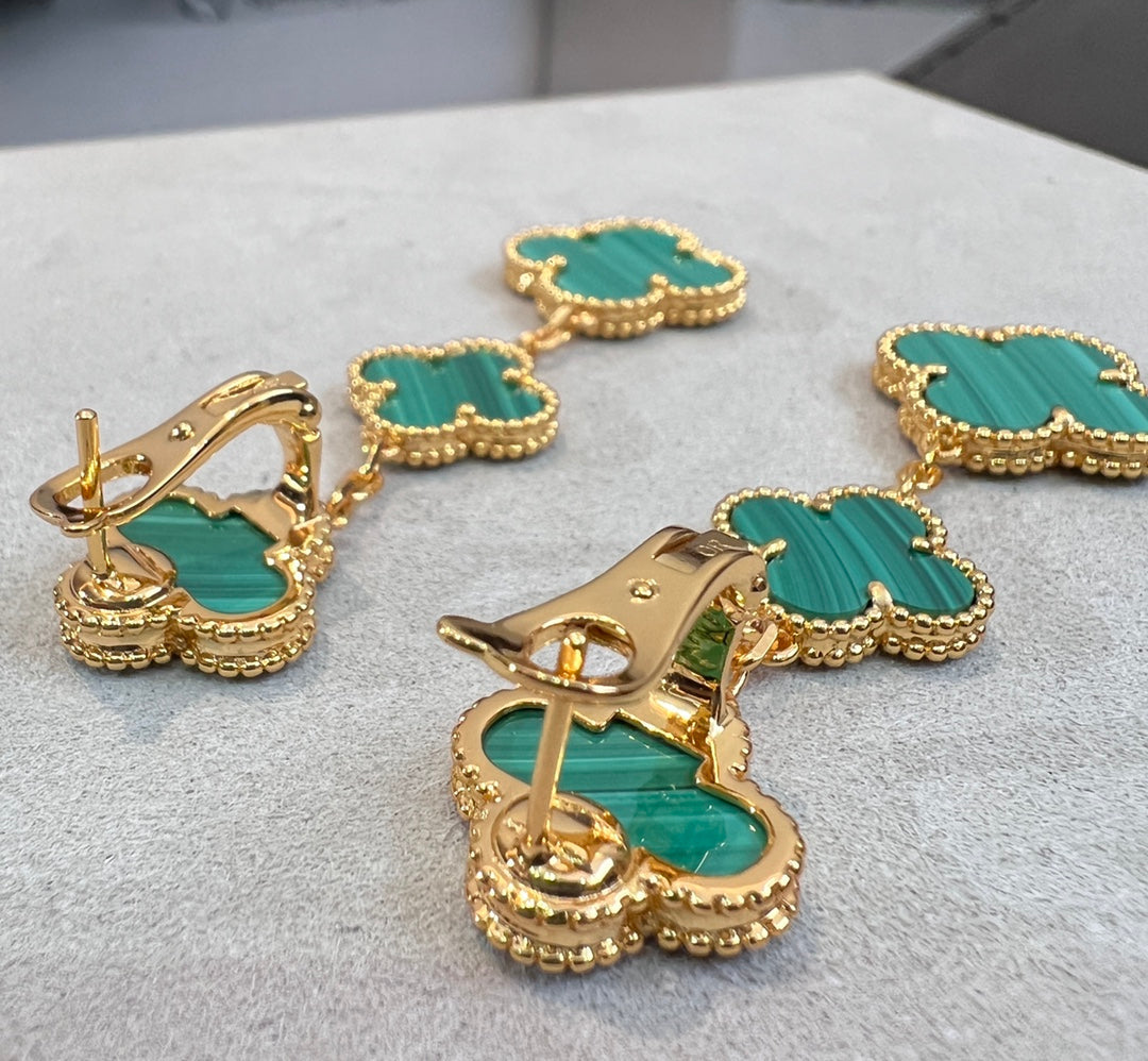 [Clover Jewelrys]CLOVER MALACHITE 3 MOTIFS GOLD