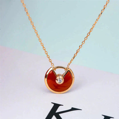 [Clover Jewelrys]AMULETTE GOLD CARNELIAN ONYX NECKLACE