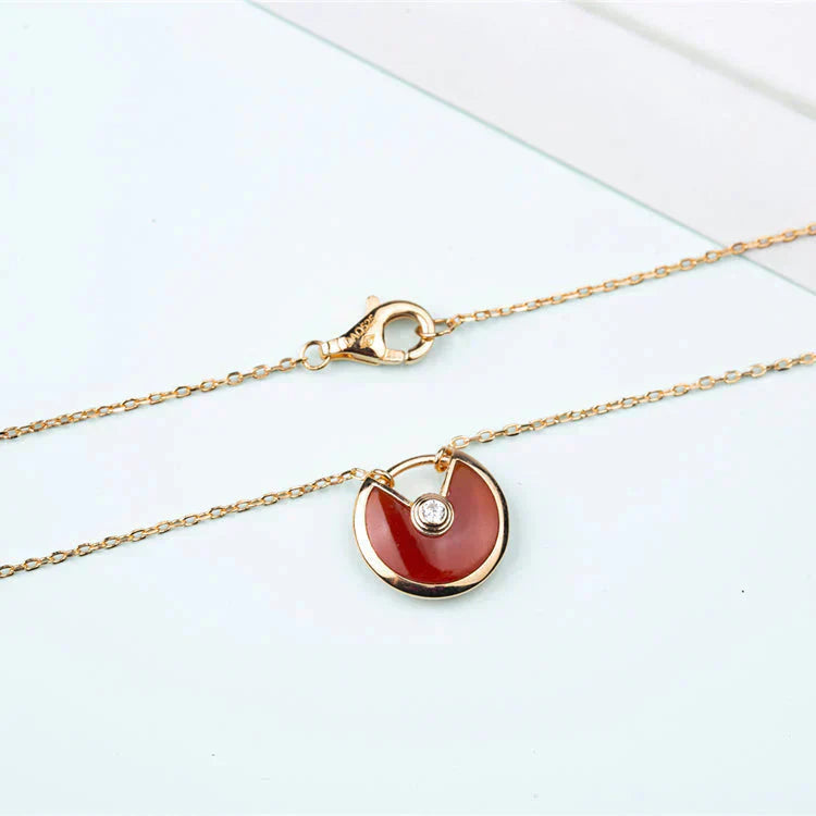 [Clover Jewelrys]AMULETTE GOLD CARNELIAN ONYX NECKLACE