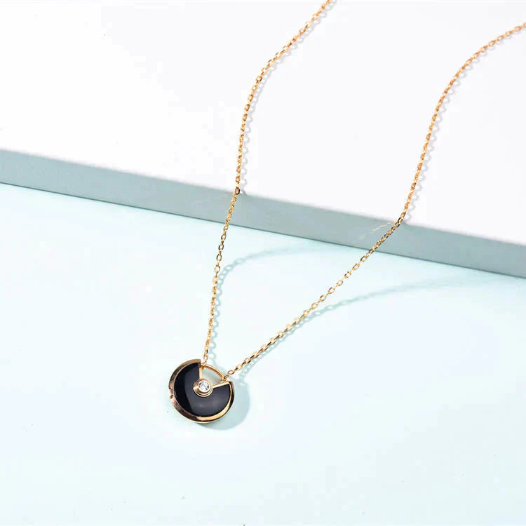 [Clover Jewelrys]AMULETTE GOLD CARNELIAN ONYX NECKLACE