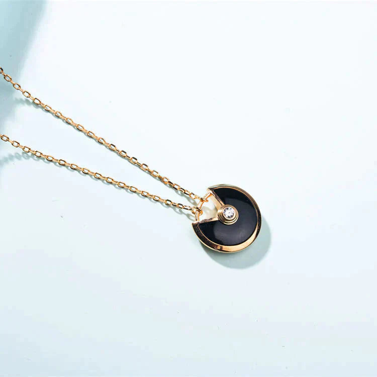 [Clover Jewelrys]AMULETTE GOLD CARNELIAN ONYX NECKLACE