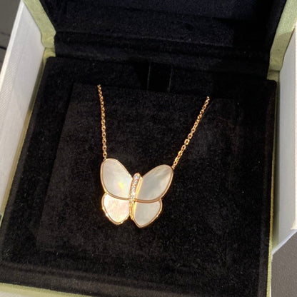 [Clover Jewelrys]BUTTERFLY GOLD MOP DIAMOND NECKLACE